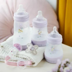 2 biberons Easy Start anti-colique 160ml Lilas+Sable Tétine débit 1