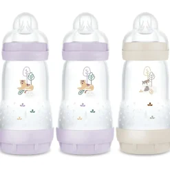 3 biberons Easy Start 260ml Lilas+Lilas+Sable Tétine débit 2