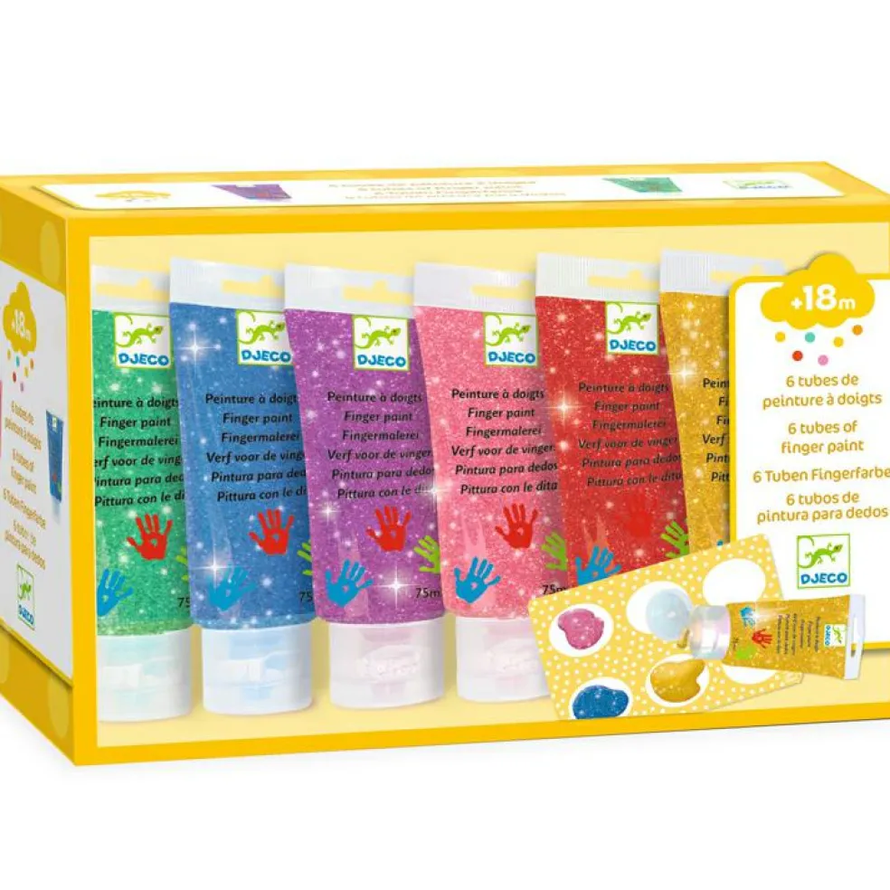 6 tubes de peinture à doigt pailletée