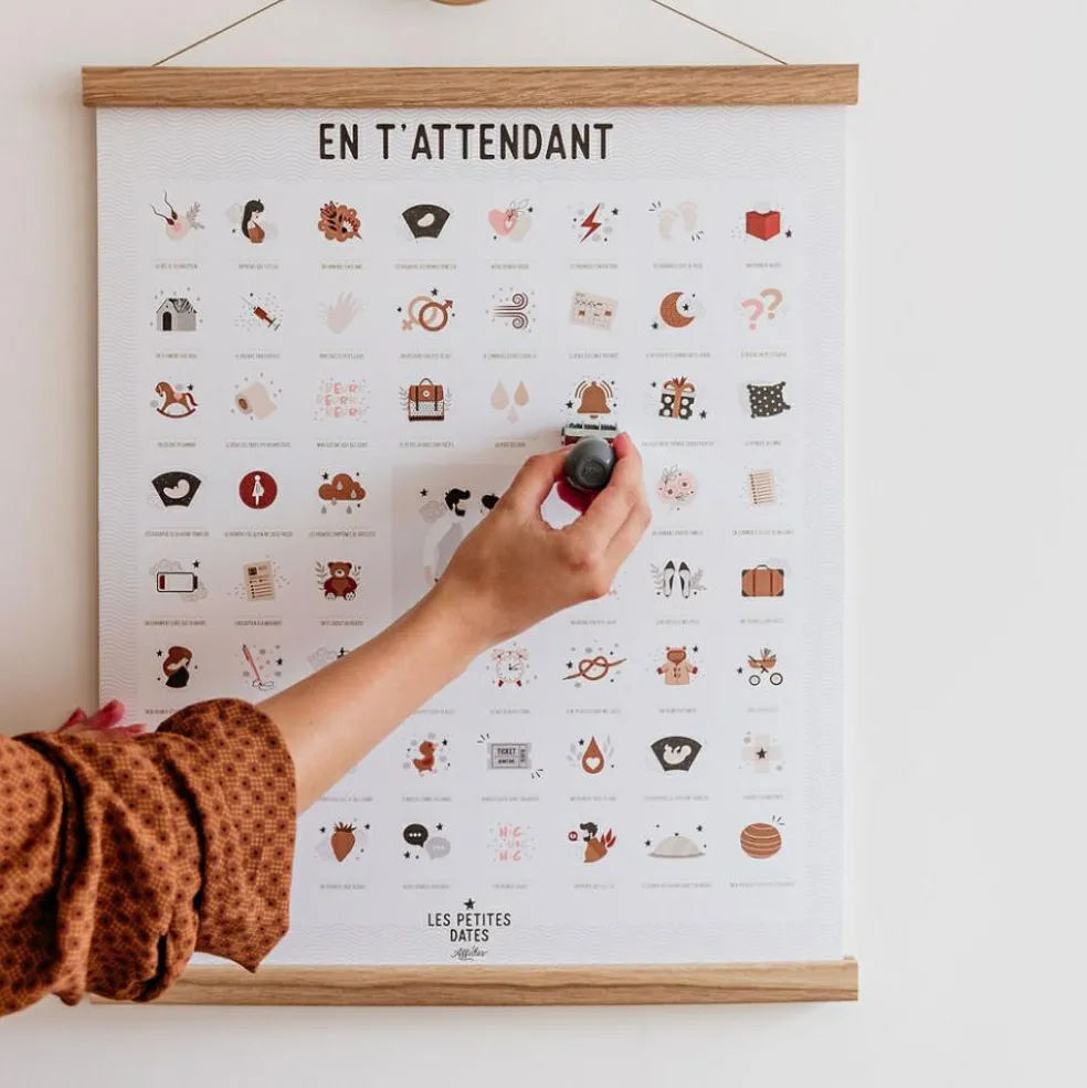 Affiche En t’attendant Originale claire Maman - Papa (40 x 50 cm)