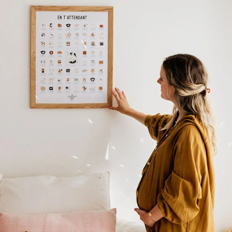 Affiche En t’attendant Originale claire Maman - Papa (40 x 50 cm)