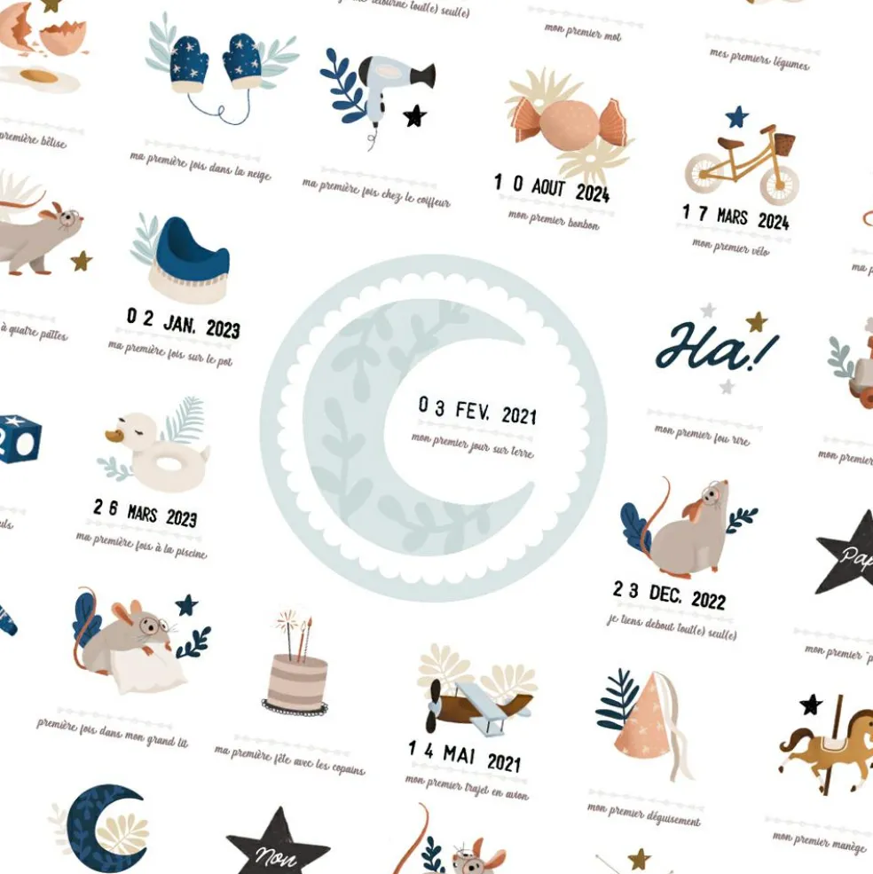 Affiche Mes Premières Fois Souris Cobalt maman et papa (40 x 50 cm)