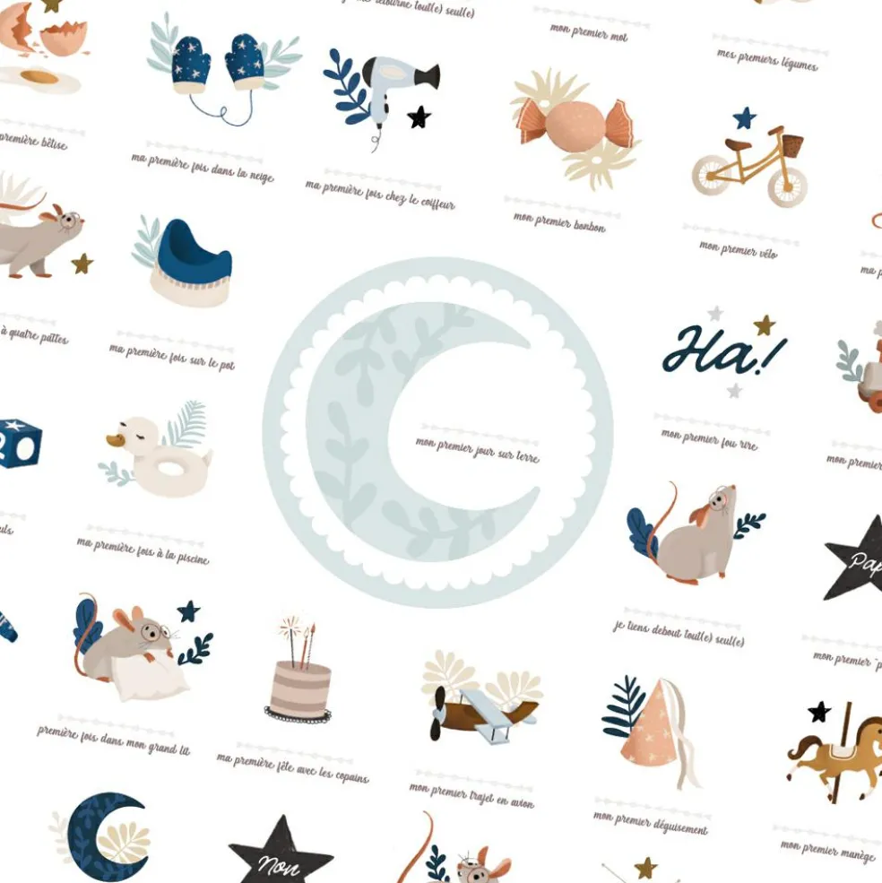 Affiche Mes Premières Fois Souris Cobalt maman et papa (40 x 50 cm)