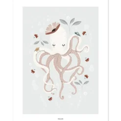 Affiche pieuvre Lady octopus (30 x 40 cm)