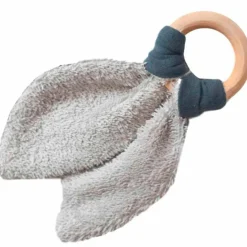 Anneau de dentition en bois Bleu pétrole (personnalisable)