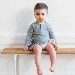 Anneau de dentition en bois Jaune moutarde (personnalisable)