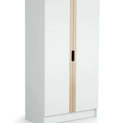 Armoire 2 portes en bois de hêtre verni Carrousel blanc