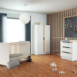 Armoire 2 portes en bois de hêtre verni Carrousel blanc