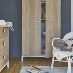 Armoire 2 portes en chêne blond Marcel