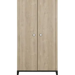 Armoire 2 portes en chêne blond noir Marcel