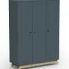 Armoire 3 portes Madavin avec pieds en bouleau (coloris au choix)