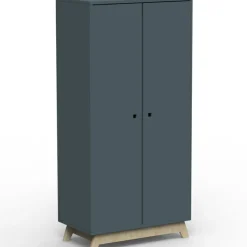 Armoire 2 portes Madavin avec pieds en bouleau (coloris au choix)