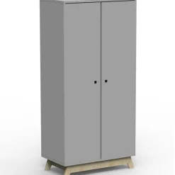 Armoire 2 portes Madavin avec pieds en bouleau (coloris au choix)