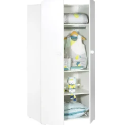 Armoire 2 portes New Basic Boutons boule blanc