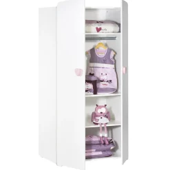 Armoire 2 portes New Basic Boutons coeur rose
