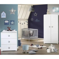 Armoire 2 portes New Basic Boutons étoile gris