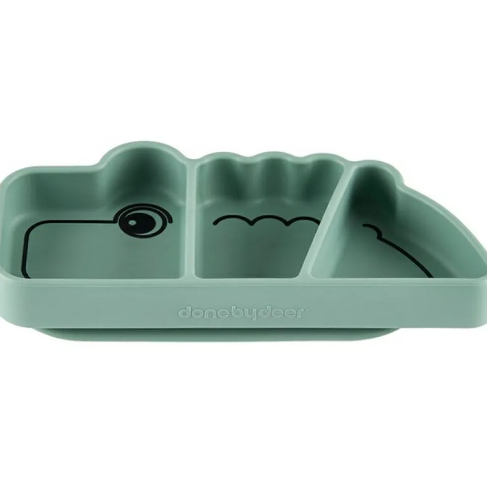 Assiette à compartiments antidérapante silicone Croco vert