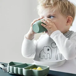 Assiette à compartiments antidérapante silicone Croco vert