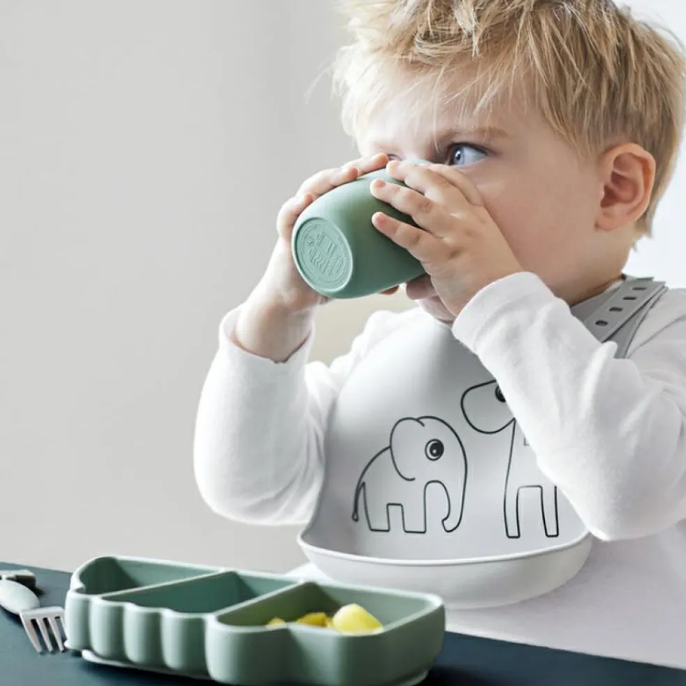 Assiette à compartiments antidérapante silicone Croco vert