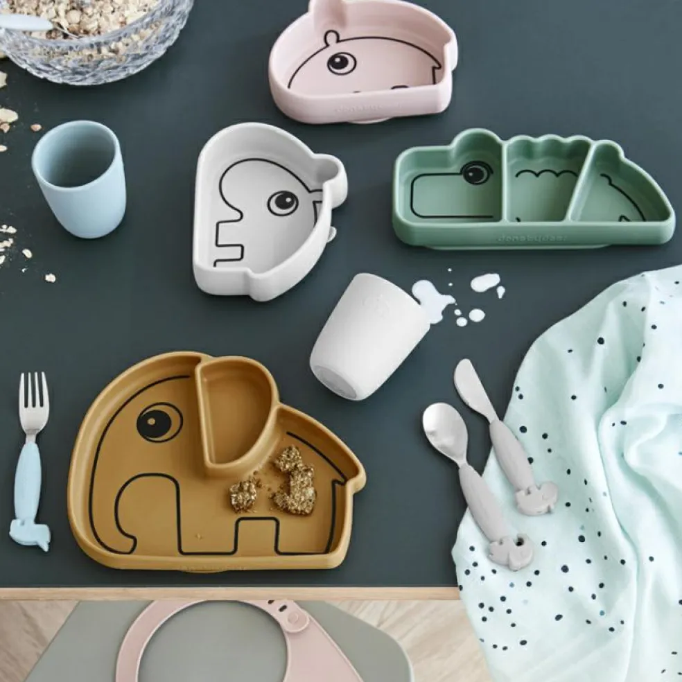 Assiette à compartiments antidérapante silicone Croco vert