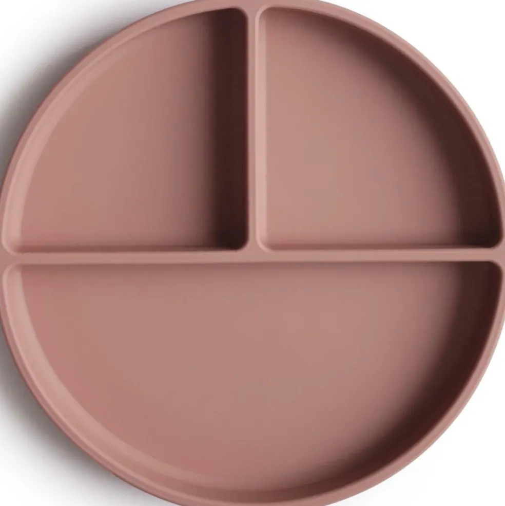 Assiette à compartiments en silicone avec ventouse Cloudy mauve