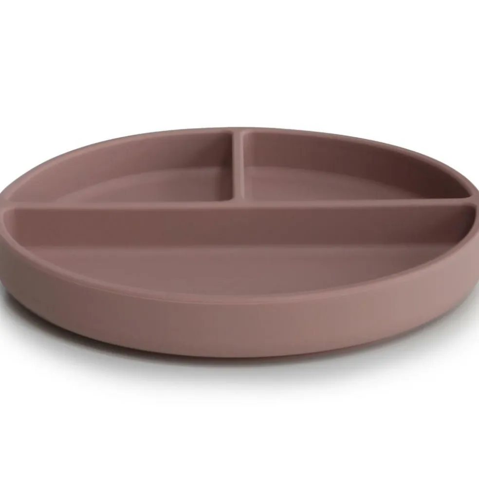 Assiette à compartiments en silicone avec ventouse Cloudy mauve