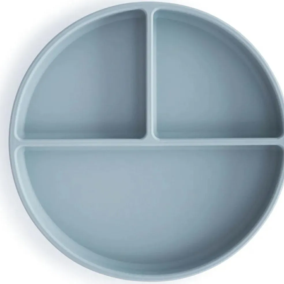 Assiette à compartiments en silicone avec ventouse Powder blue