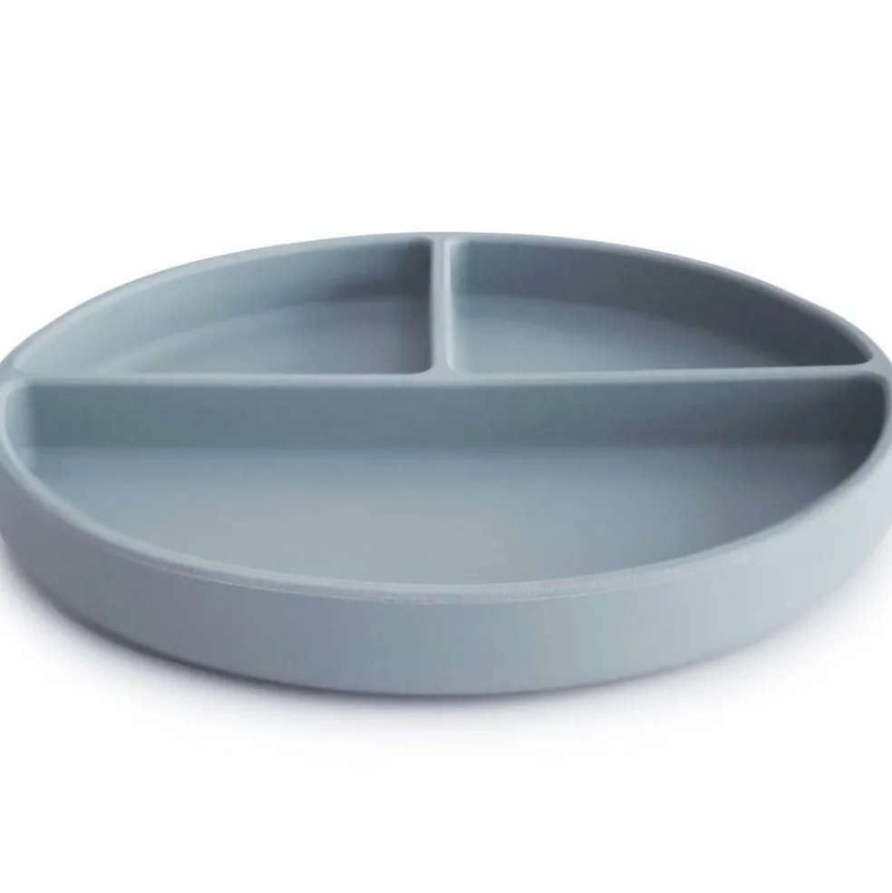 Assiette à compartiments en silicone avec ventouse Powder blue