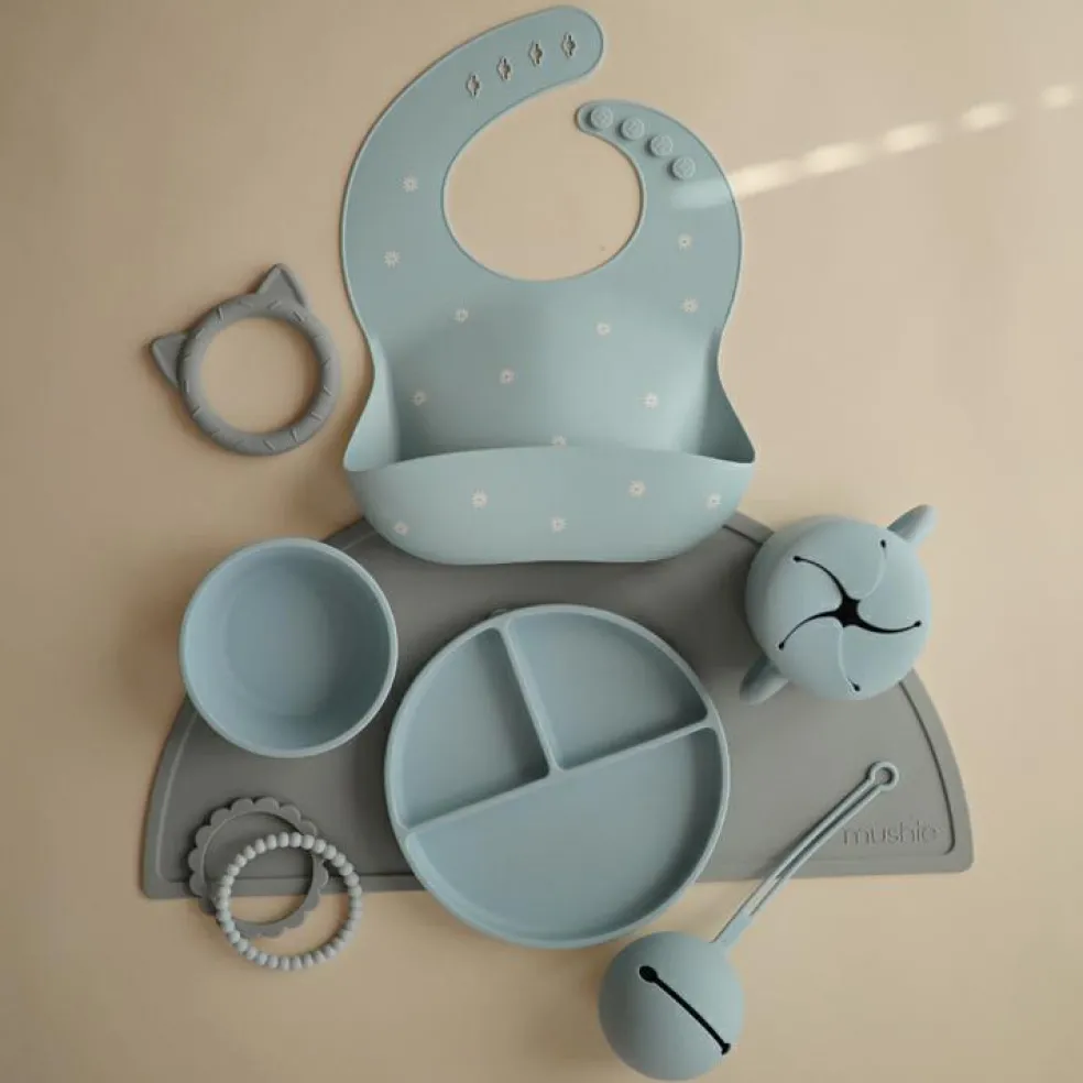 Assiette à compartiments en silicone avec ventouse Powder blue