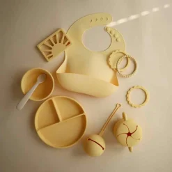 Assiette à compartiments en silicone avec ventouse Pale Daffodil