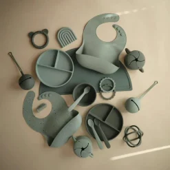 Assiette à compartiments en silicone avec ventouse Cambridge blue