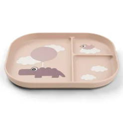 Assiette à compartiments Happy clouds Rose
