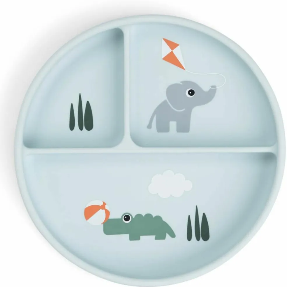 Assiette à compartiments Stick&Stay Playground Bleu