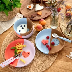 Assiette en silicone Happy Rascals Smile bleu ciel