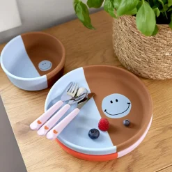 Assiette en silicone Happy Rascals Smile bleu ciel