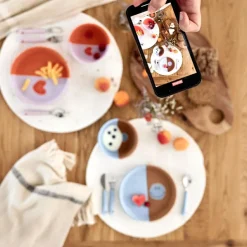 Assiette en silicone Happy Rascals Smile bleu ciel