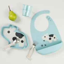 Assiette silicone avec ventouse Dotti Bleu