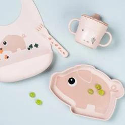 Assiette silicone avec ventouse Pigee Rose