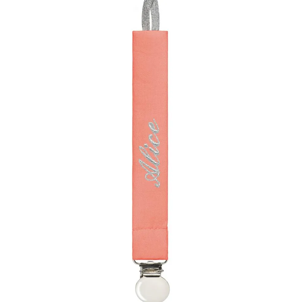 Attache sucette corail (personnalisable)