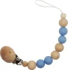Attache sucette en bois Moon bleuet