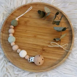 Attache sucette en bois Yoyo vert