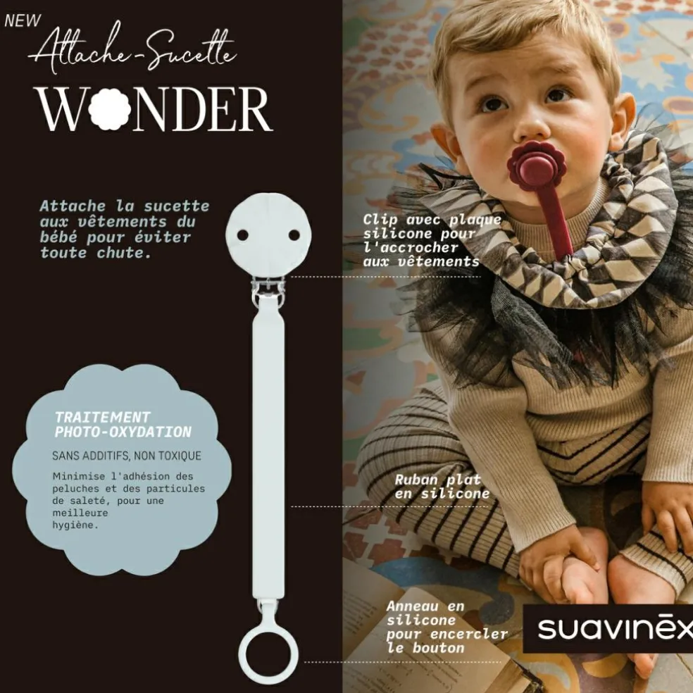 Attache sucette en silicone Wonder Illusion Blue