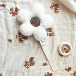 Attache tétine Fleur moumoute Ecru-Beige