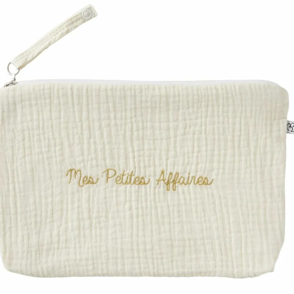Baby trousse gaze de coton brodée Mes Petites Affaires ivoire