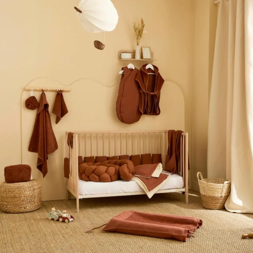 Baby trousse gaze de coton brodée Mes Petites Affaires toffee