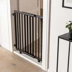 Barrière de porte pivotante en bois Noir (58-105 cm)