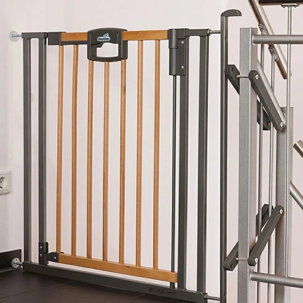 Barrière Easy Lock Wood Plus avec adaptateur escalier (84 à 92 cm)
