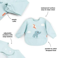 Bavoir à manches avec poche Playground bleu