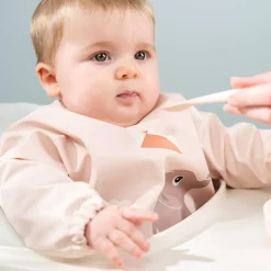 Bavoir à manches avec poche Playground rose