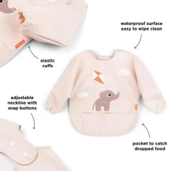 Bavoir à manches avec poche Playground rose